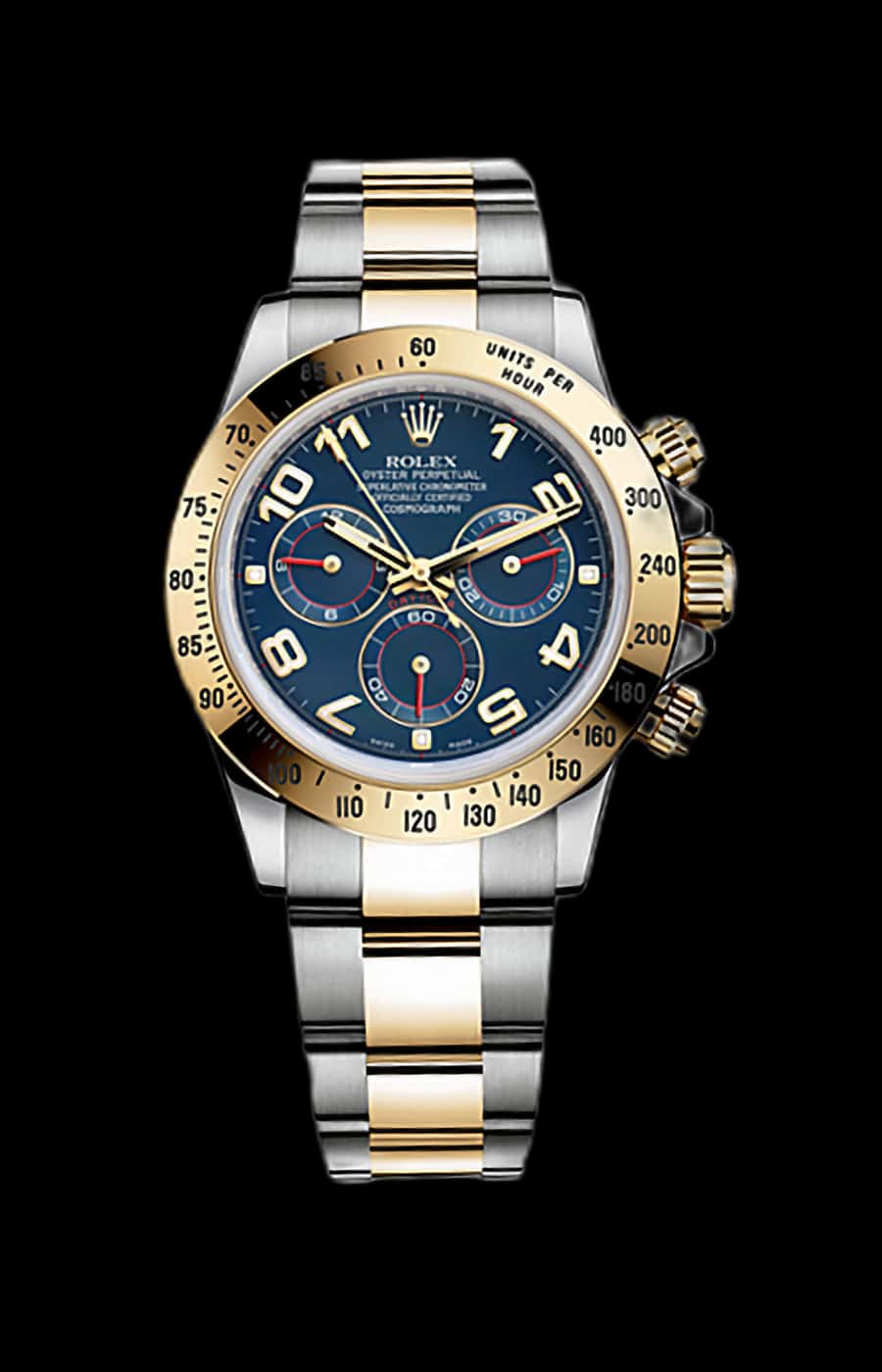 Rolex Cosmograph Daytona Stainless Steel / Yellow Gold Racing Blue Arabic Numeral Dial - Pre-Owned
Ref. 116523-0045