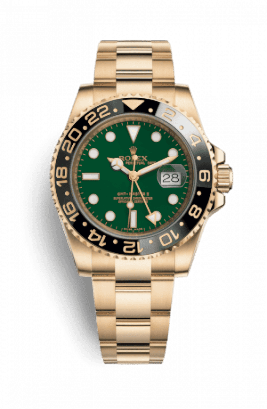 Rolex GMT Master II Yellow Gold 40mm Automatic Oyster Green Dial Yellow / Black Ceramic Bezel - Pre-Owned
Ref. 116718LN-0002
