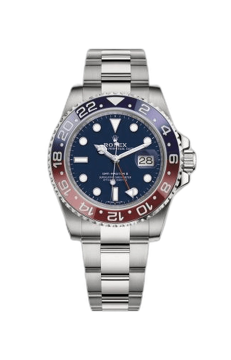 Rolex GMT Master II 'Pepsi' White Gold 40mm Automatic Oyster Blue Dial Red and Blue Ceramic Bezel - Pre -Owned
Ref. 116719BLRO-0002