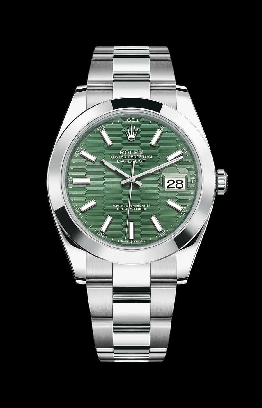 Rolex Datejust 41mm 'Mint' Green Motif Dial Oyster Stainless Steel Smooth Bezel <br/>Ref. 126300-0021