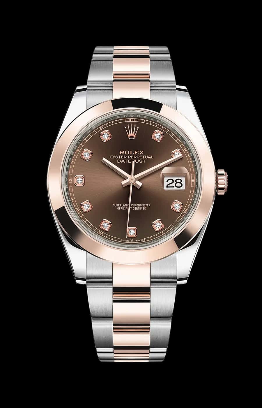 Rolex Datejust 41mm Chocolate Diamond Dial Oyster Stainless Steel &amp; Rose Gold Smooth Bezel Ref. 126301-0003