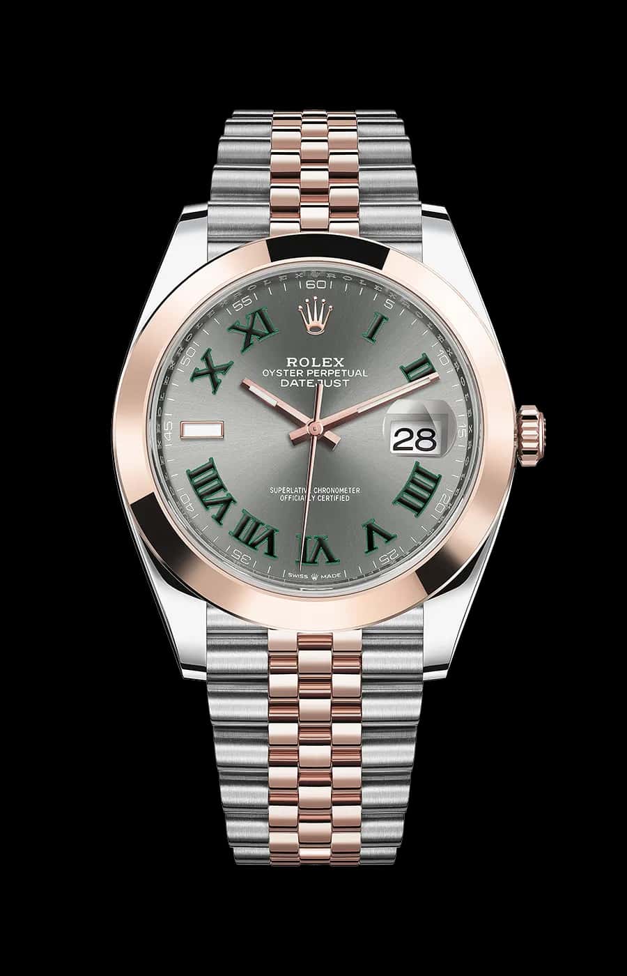Rolex Datejust 41mm Slate "Wimbledon" Dial Jubilee Steel & Rose Gold Smooth Bezel Ref. 126301-0016