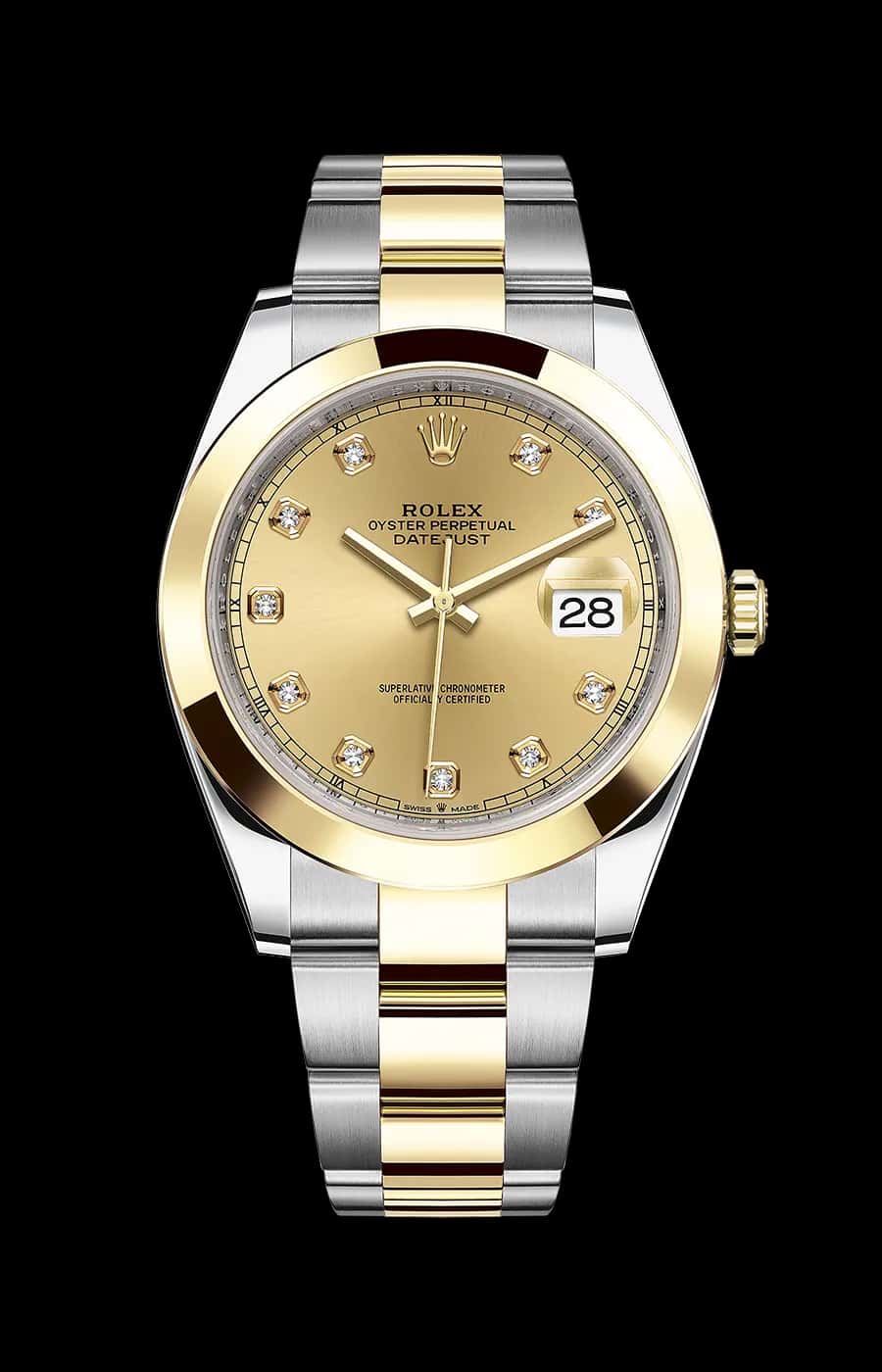 Rolex Datejust 41mm Champaign Diamond Dial Oyster Stainless Steel & Yellow Gold Smooth Bezel Ref. 126303-0011
