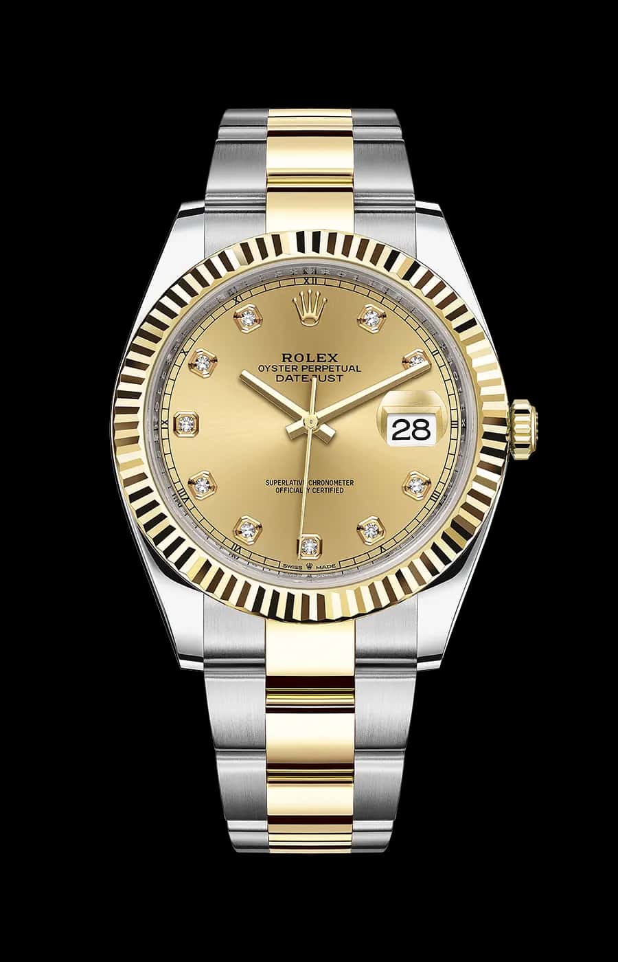 Rolex Datejust 41mm Champaign Diamond Dial Oyster Stainless Steel & Yellow Gold Fluted Bezel Ref. 126333-0011