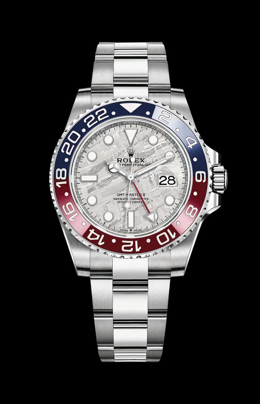 Rolex GMT Master II 'Meteorite' White Gold 40mm Automatic Oyster Meteorite Dial Blue and Red Ceramic Bezel
Ref. 126719BLRO-0002