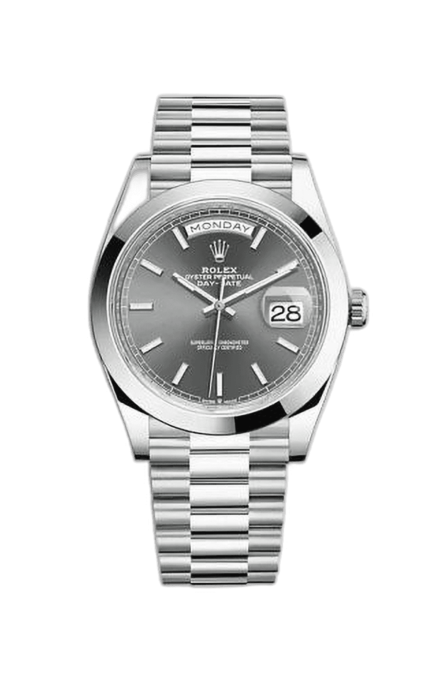 Rolex Day-Date 40 Platinum Presidential Bracelet Sunburst Grey Dial
Ref. 228206-0045