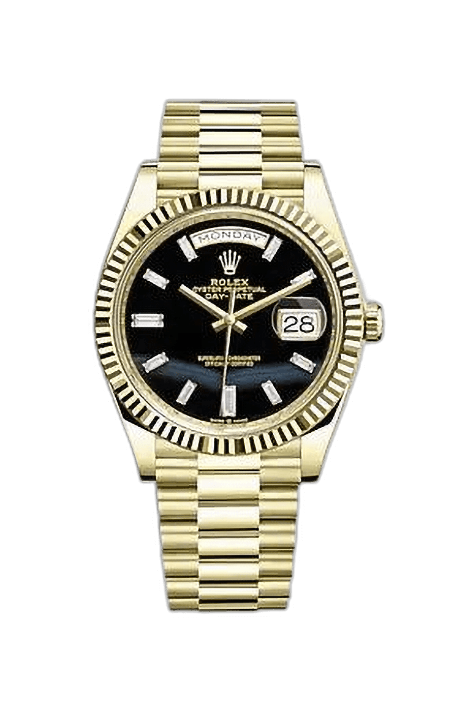 Rolex Day-Date 40 Yellow Gold Presidential Bracelet Black Baguette Onyx Dial
Ref. 228238-0059