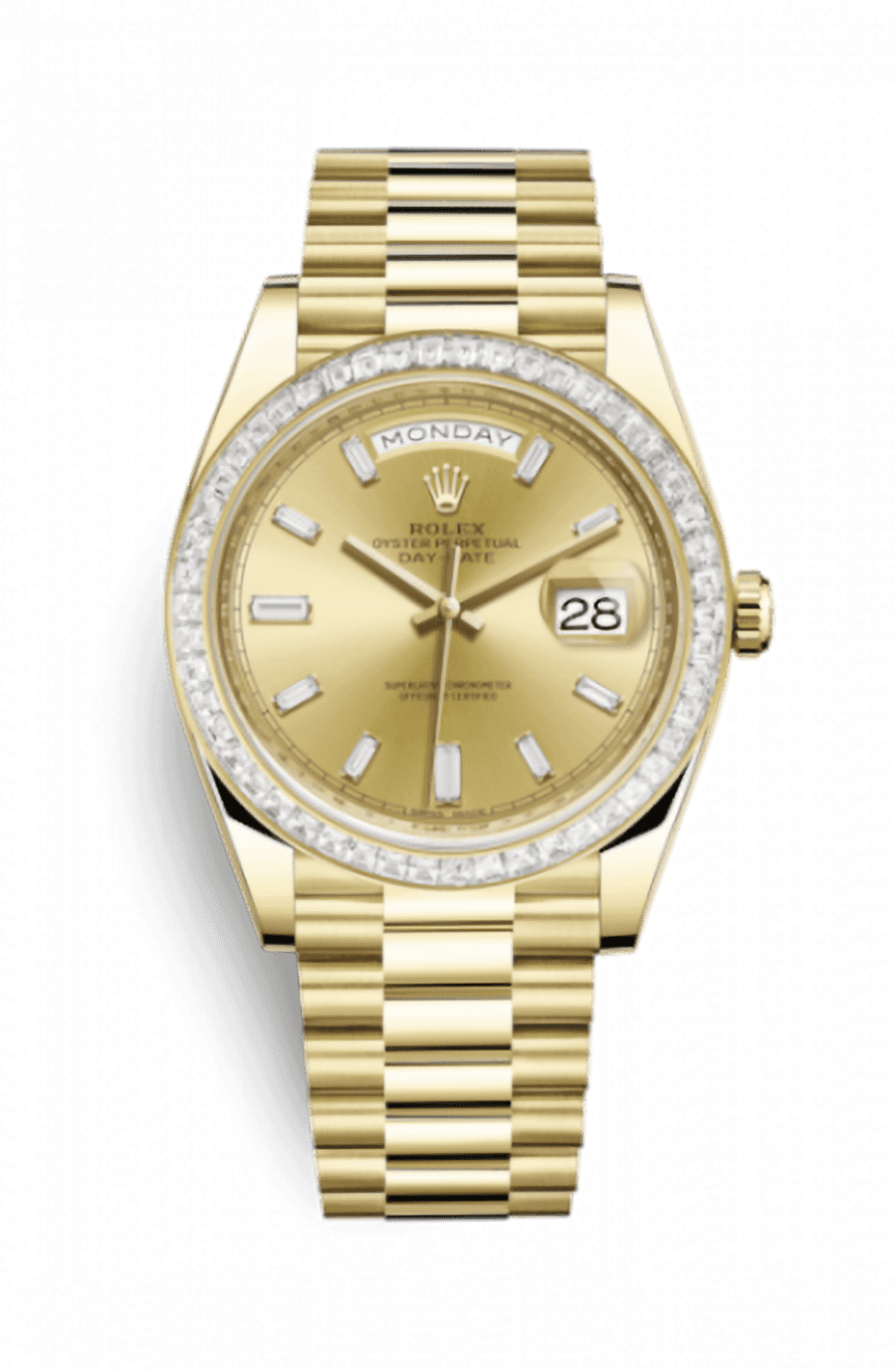 Rolex Day-Date 40 Yellow Gold Presidential Bracelet Champaign Baguette Dial Baguette BezelRef. 228398TBR-0002