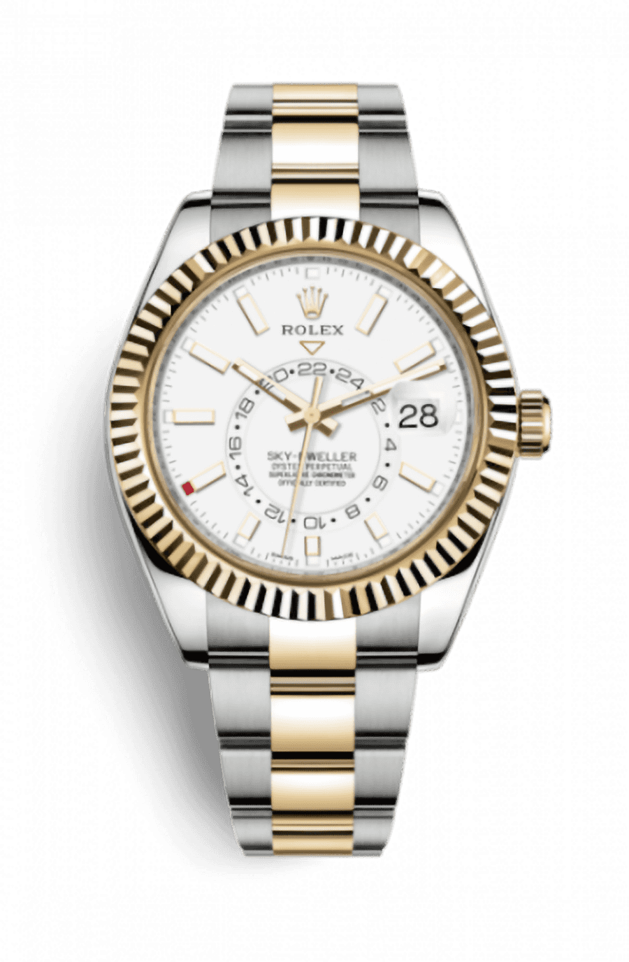 Rolex Sky-Dweller Yellow Gold and Stainless Steel White Index Dial Oyster Fluted Bezel
Ref. 326933-0009