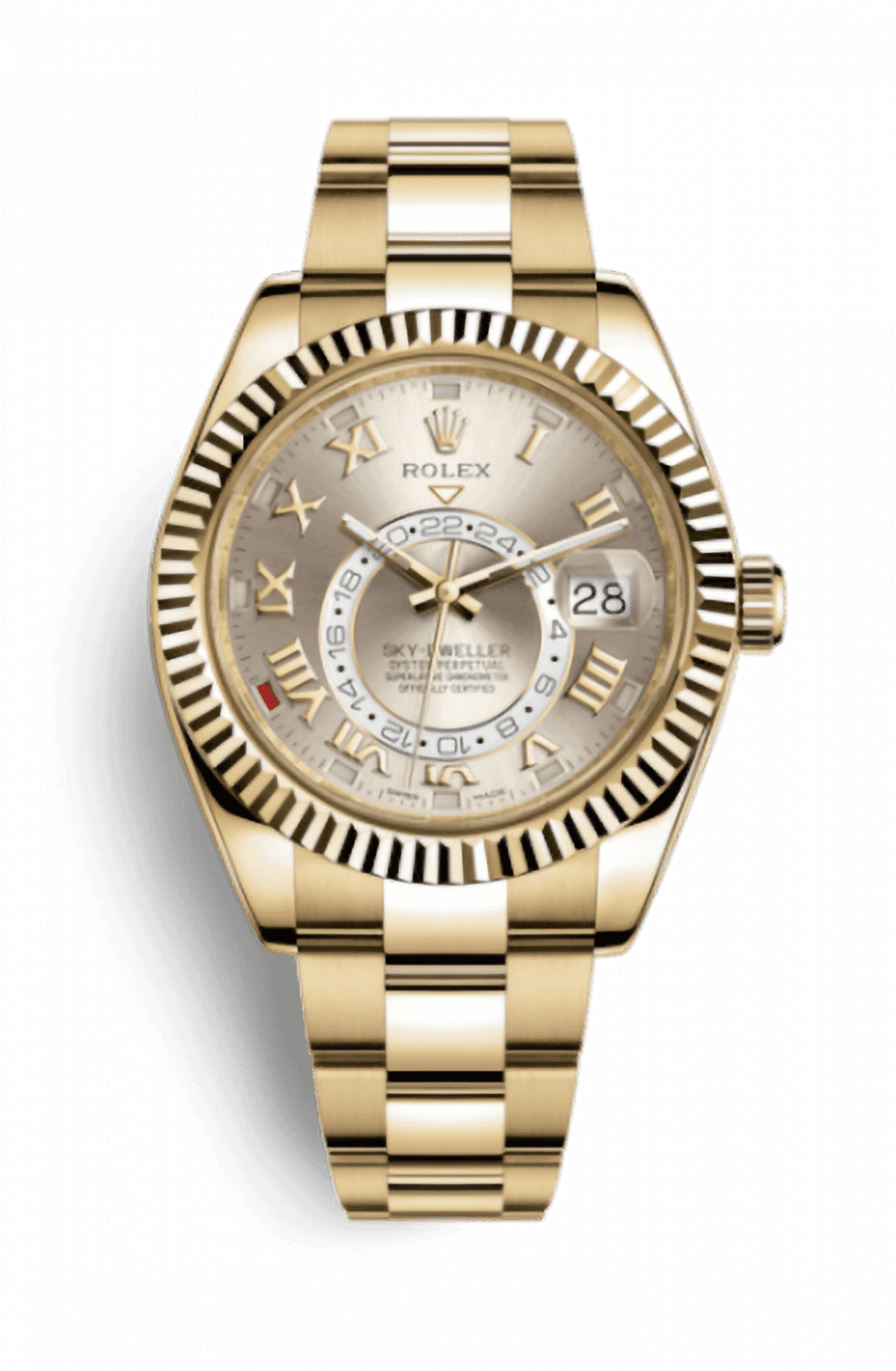 Rolex Sky-Dweller Yellow Gold Sundust Roman Dial Oyster Fluted Bezel - Pre-Owned
Ref. 326938-0001
