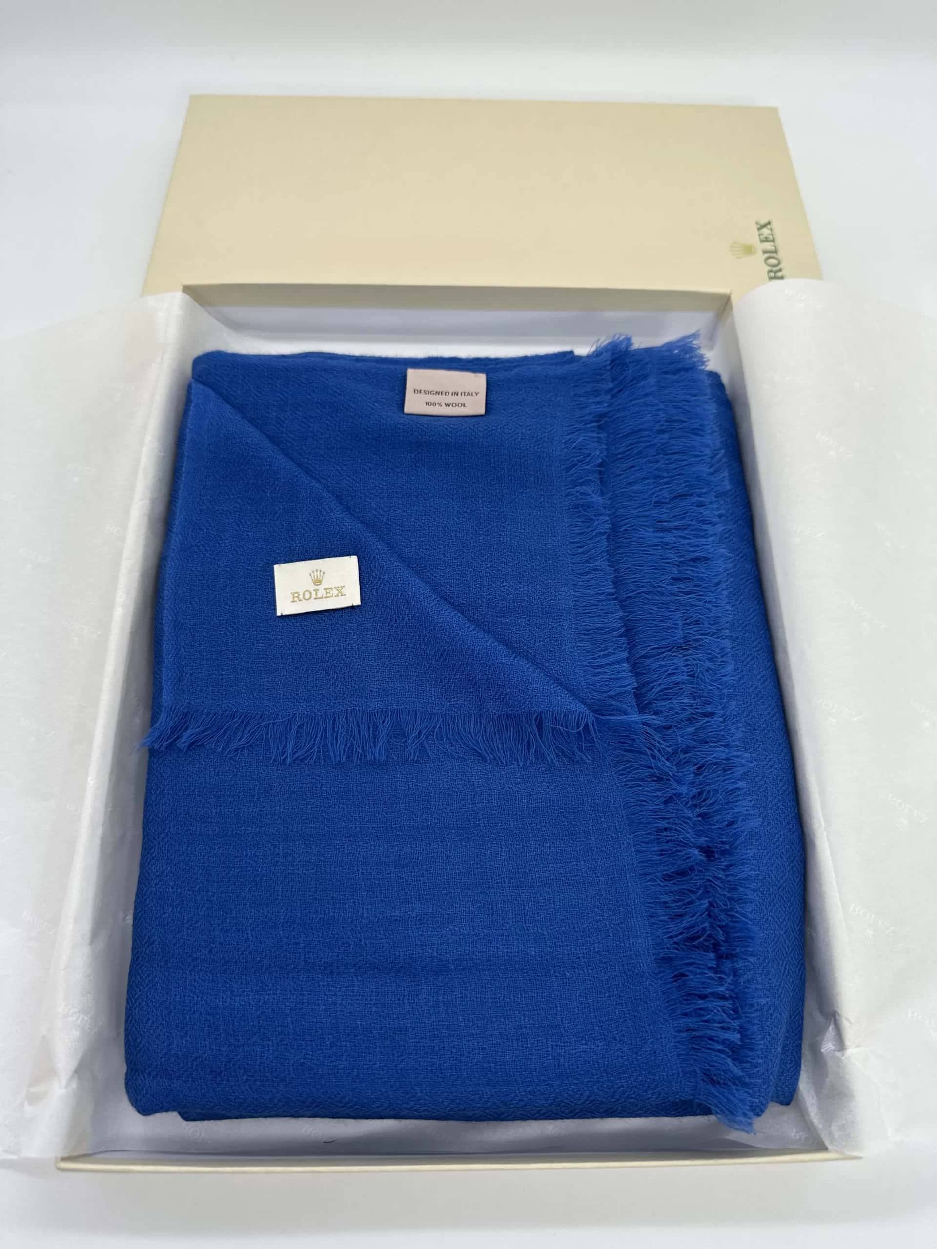 Rolex Deep Blue Plush Wool Scarf