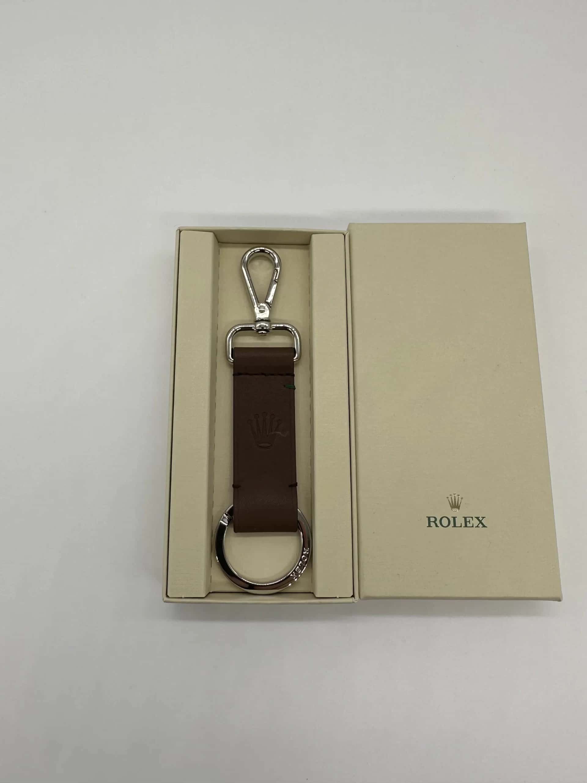 Rolex Leather Logo Keychain