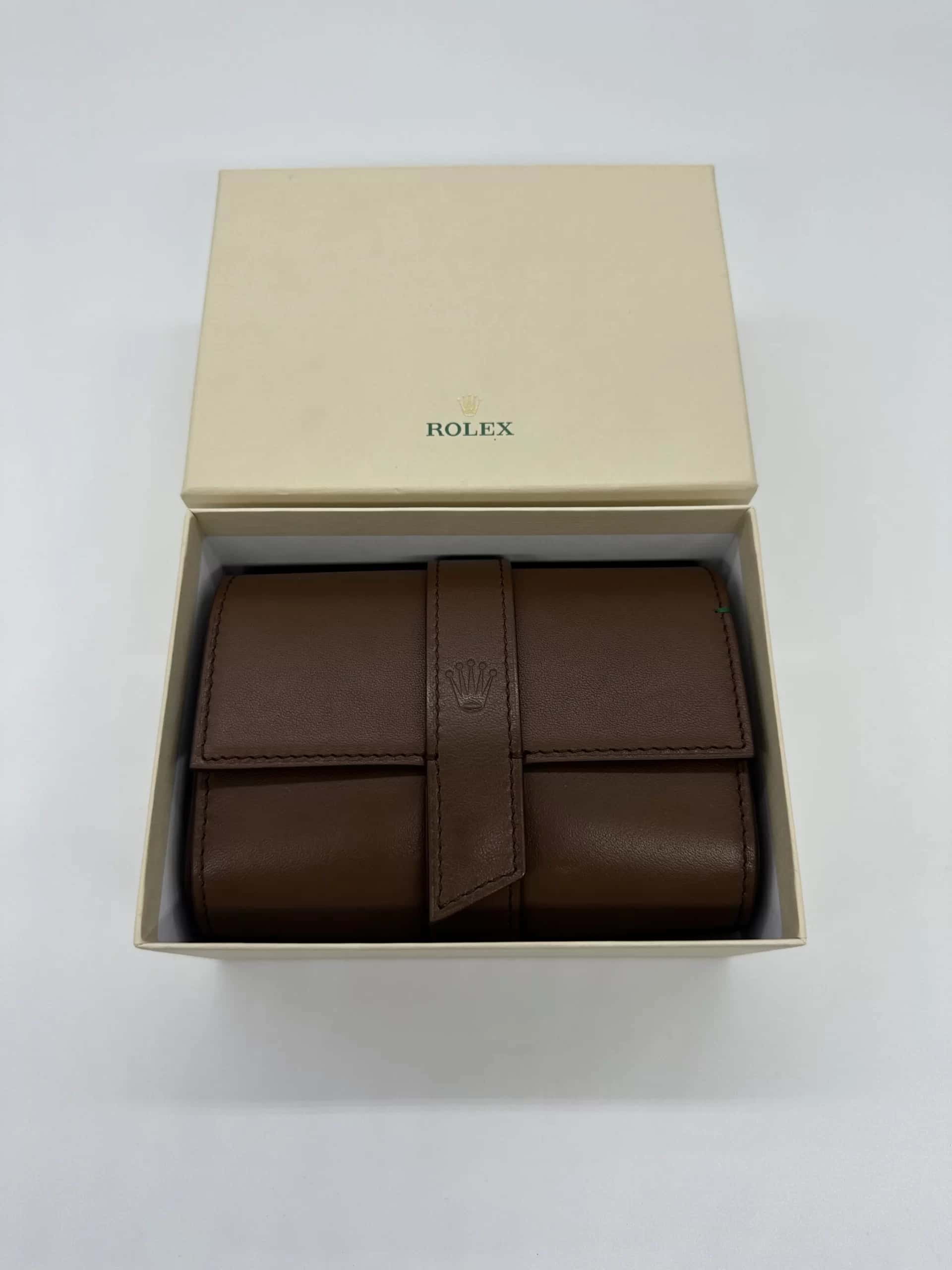 Rolex Double Watch Roll Case Genuine Brown Leather and Suede