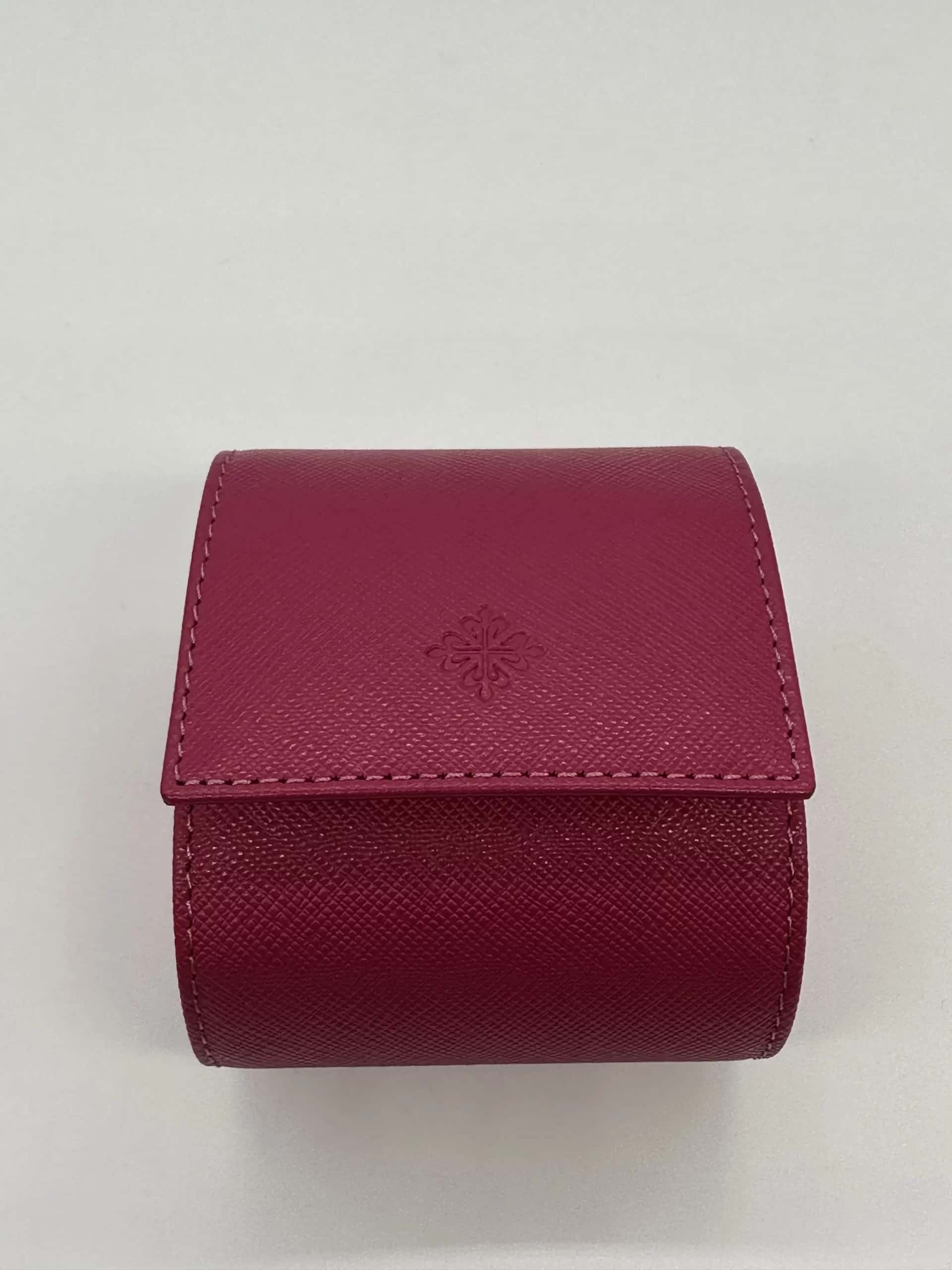 Patek Philippe Watch Roll Case Genuine Pink Leather and Beige Suede