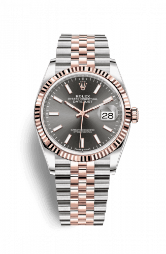 Rolex Datejust 36 Stainless Steel and Rose Gold Rhodium Dial Jubilee Fluted Bezel
Ref. 126231-0013