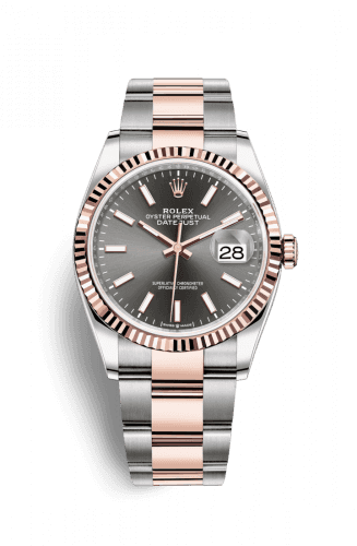 Rolex Datejust 36 Stainless Steel and Rose Gold Rhodium Dial Oyster Fluted Bezel
Ref. 126231-0014