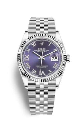 Rolex Datejust 36 Stainless Steel Purple VI IX Diamond 6 & 9 Dial Jubilee Fluted BezelRef. 126234-0021