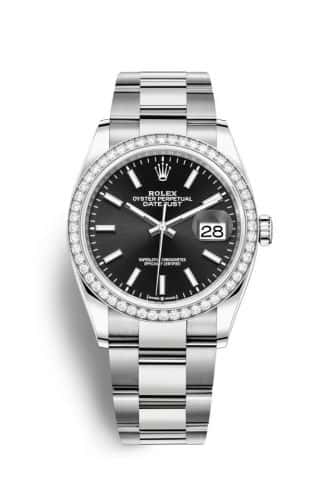 Rolex Datejust 36 Stainless Steel Black Index Dial Oyster Diamond Bezel
Ref. 126284RBR-0008