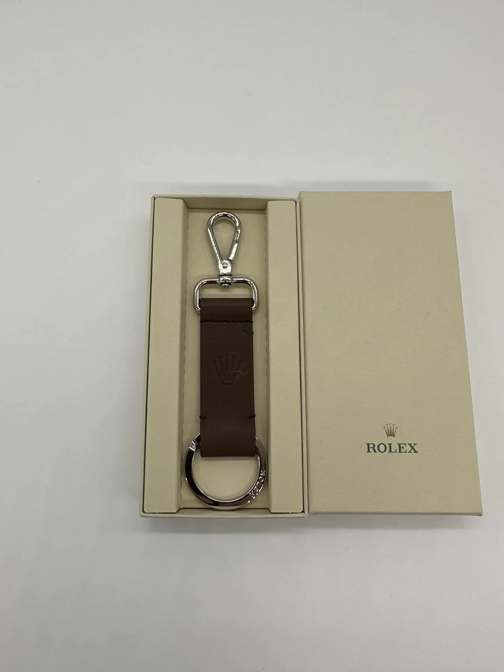 Rolex Leather Logo Keychain