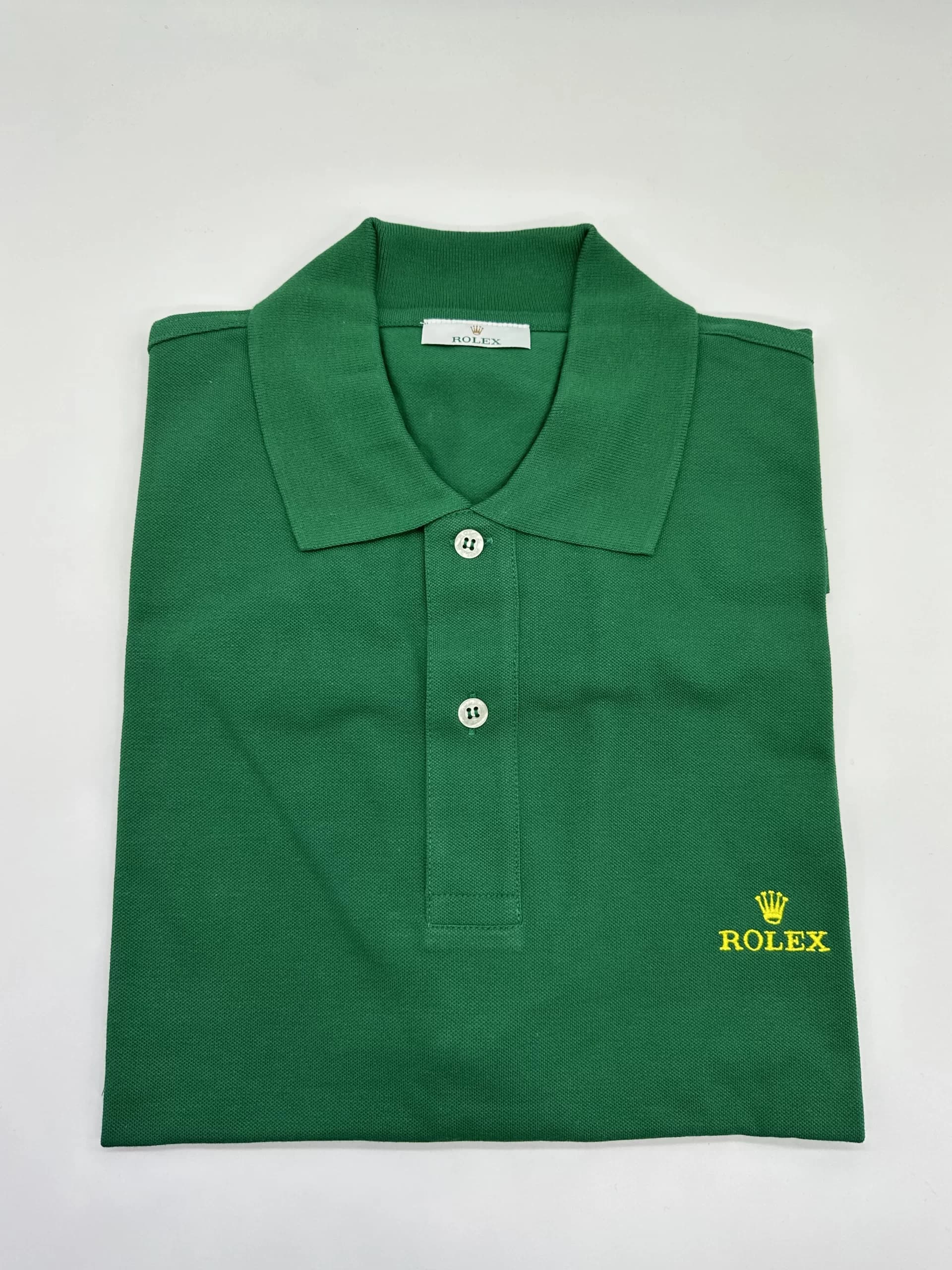 Rolex Green Polo Shirt with Gold Logo XL