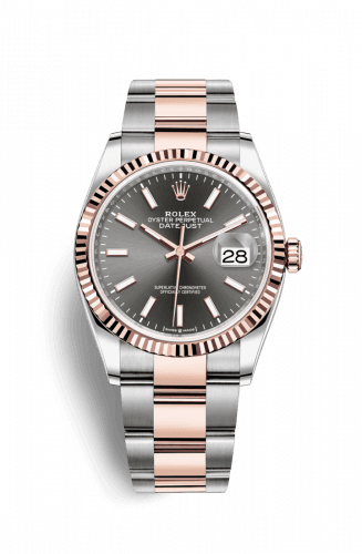 Rolex Datejust 36 Stainless Steel and Rose Gold Rhodium Dial Oyster Fluted Bezel
Ref. 126231-0014